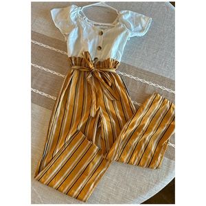 Size 7/8 Girls Striped Jumper Outfit